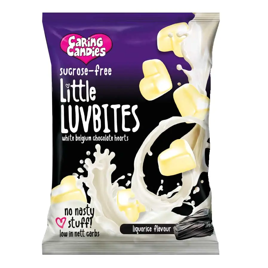 100g No Added Sugar LIQUORICE flavoured White Chocolate LuvBites